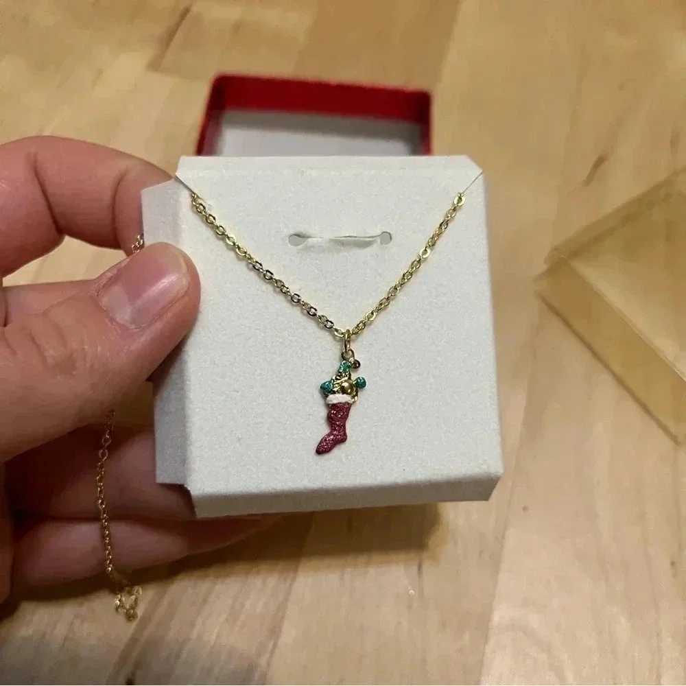 Christmas Stocking Little Girls Jewelry Set Necklace Ring